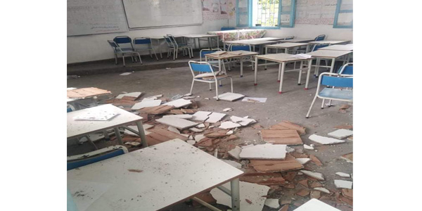 الضاحية الشمالية .. سقوط "ليقة" سقف مدرسة.. و4اصابات في صفوف تلاميذ