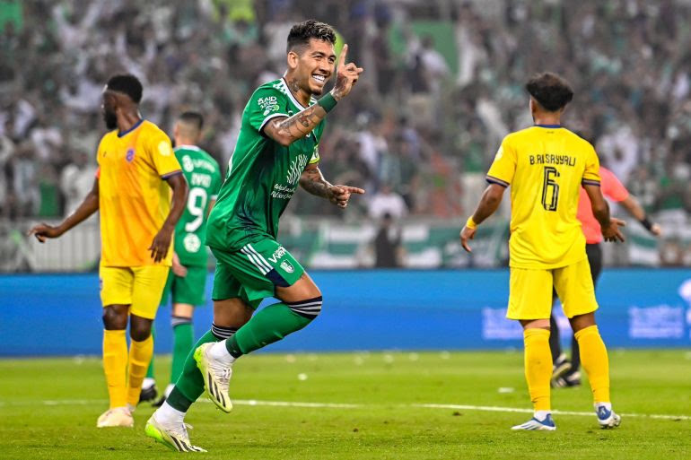 في أول مباراة له في الدوري السعودي: فيرمينو يهز شباك دحمان بثلاثية 