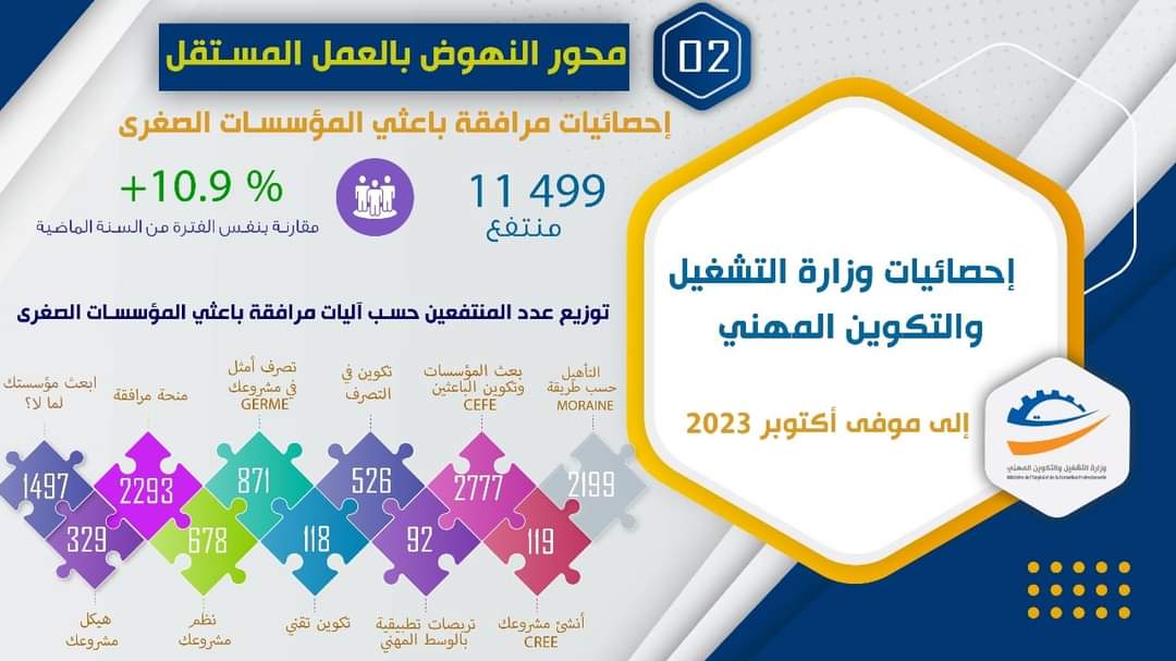 وزارة التشغيل: 11499 شخصا انتفعوا ببرامج مرافقة باعثي المؤسسات الصغرى