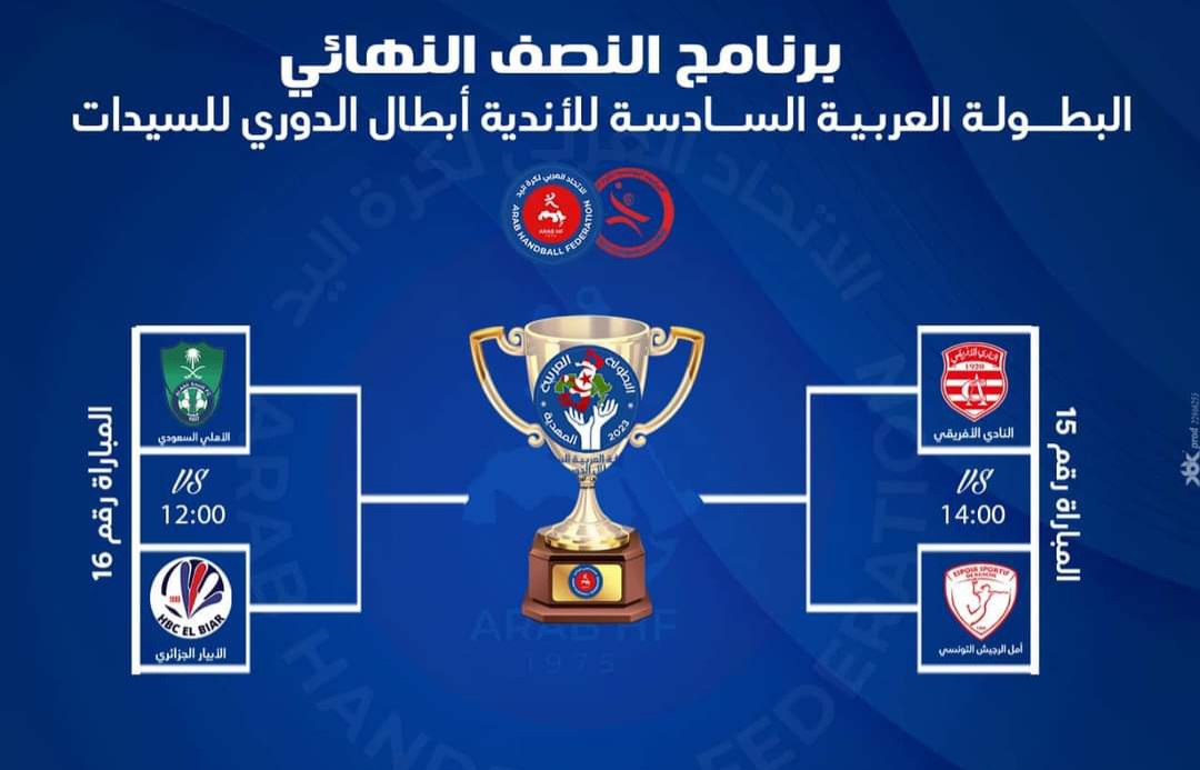 البطولة العربية للأندية أبطال الدوري لكرة اليد: حوار تونسي مثير في نصف نهائي المسابقة 