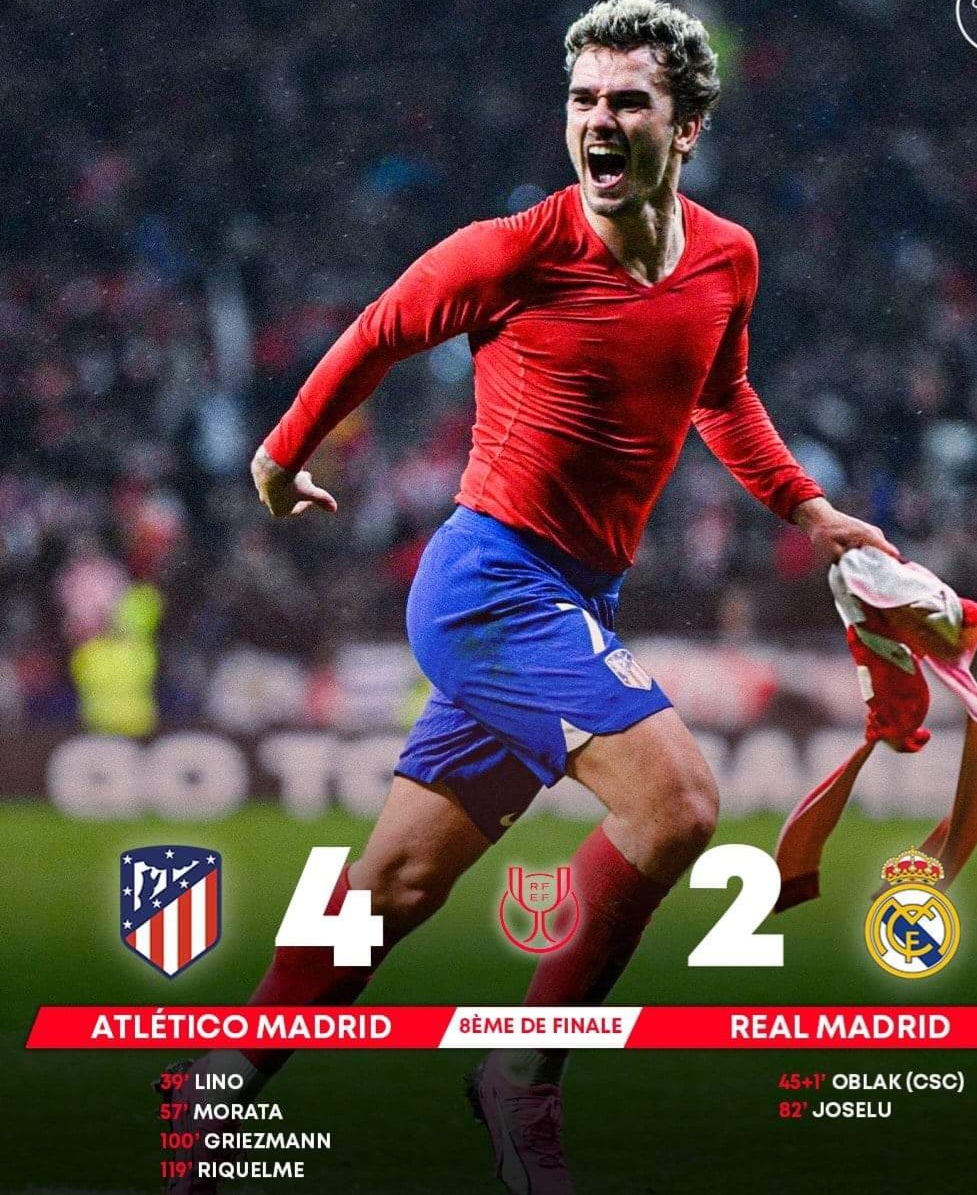 في مباراة مجنونة: أتليتيكو مدريد يثأر من الريال ويجرده من لقب كأس الملك