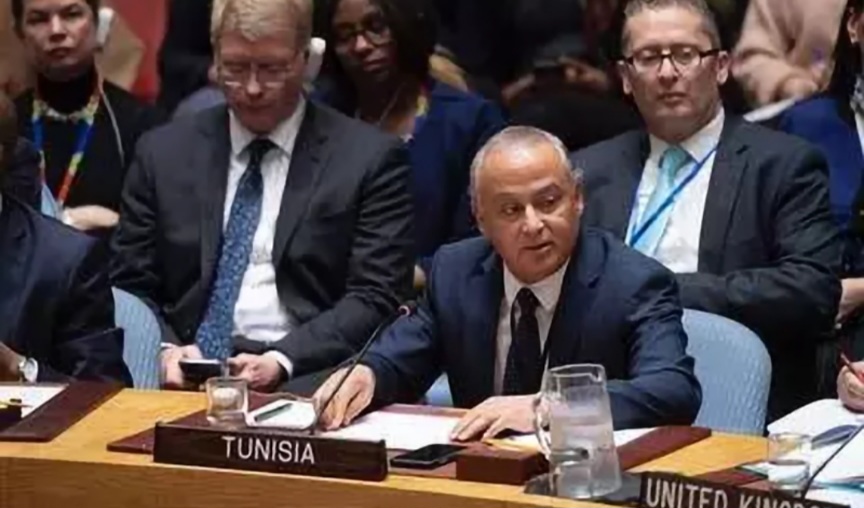 في بيان ألقاه باسم المجموعة العربية بنييورك.. المندوب الدائم لتونس لدى الامم المتحدة يدعو للوقف الفوري لإطلاق النار بغزة