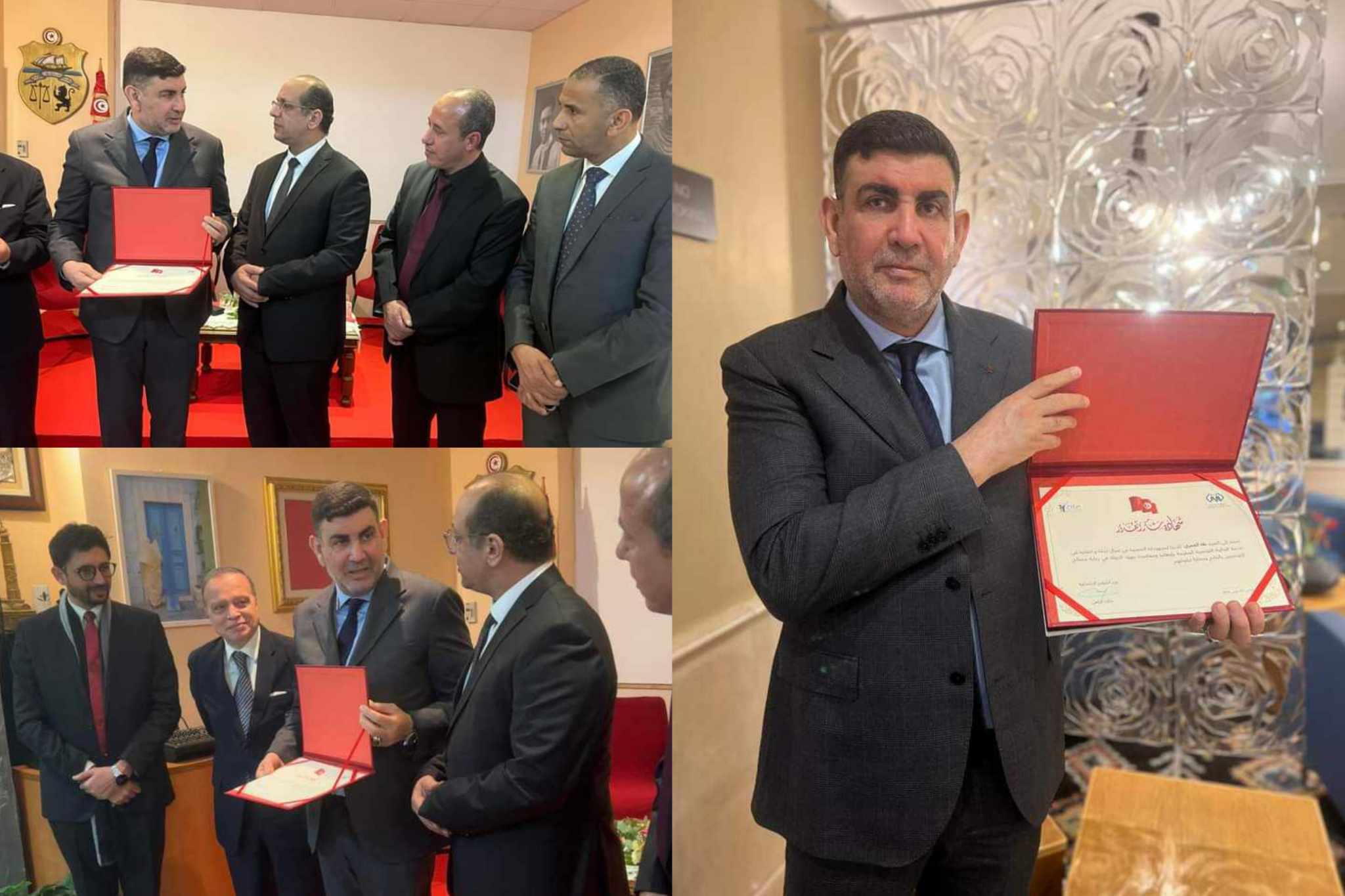 صور/وزير الشؤون الاجتماعية يكرم طه عمري بمقر السفارة التونسية بروما