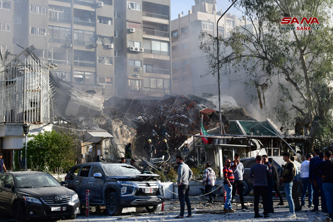 هجوم إسرائيلي يستهدف مبنى القنصلية الإيرانية في حي المزة  بدمشق