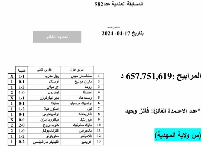  بروموسبور ..فائز وحيد من المهدية يغنم  657 مليون