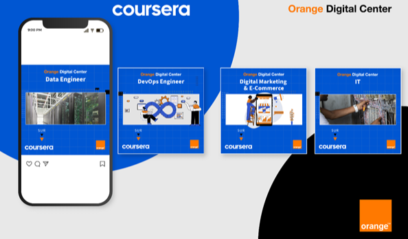 تعاون ثنائي بين مركز أورنج للابتكار والتطوير الرقمي ومنصّة Coursera العالمية لتقديم دورات تدريبية مجانية معتمدة في المهن الرقمية الجديدة