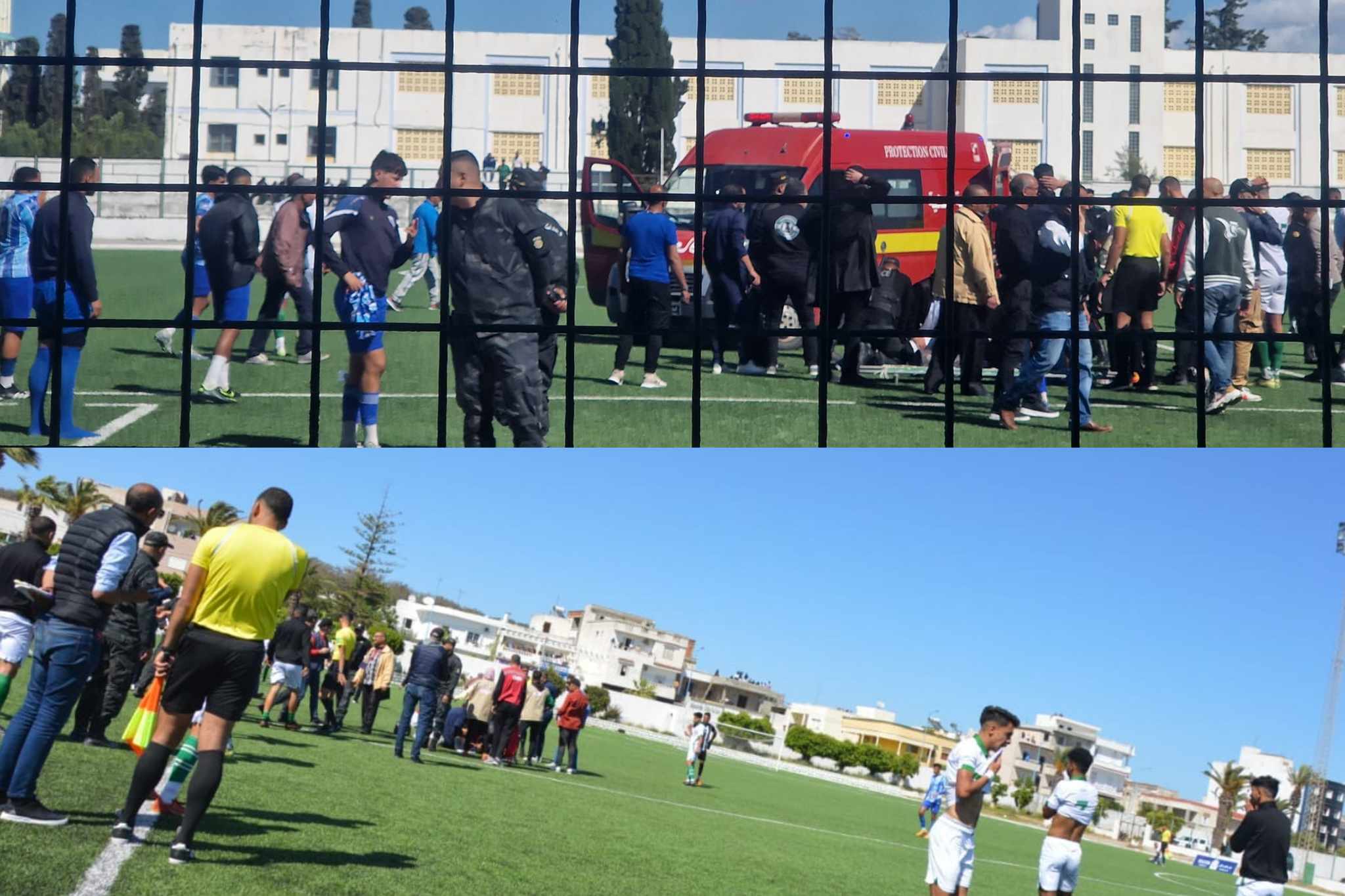 في مباراة الملعب الافريقي بمنزل بورقيبة واتحاد الجديدة ..  لاعب يبتلع لسانه