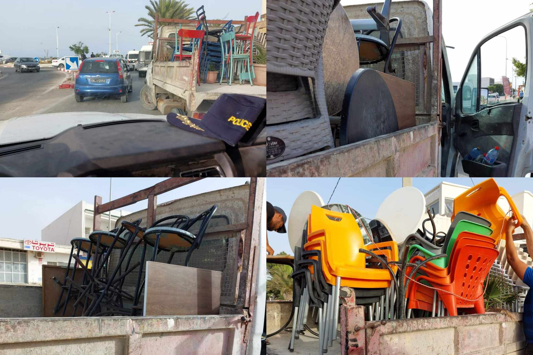 جربة حومة السوق .. حجز اعداد من الكراسي والطاولات وعلامات اشهارية