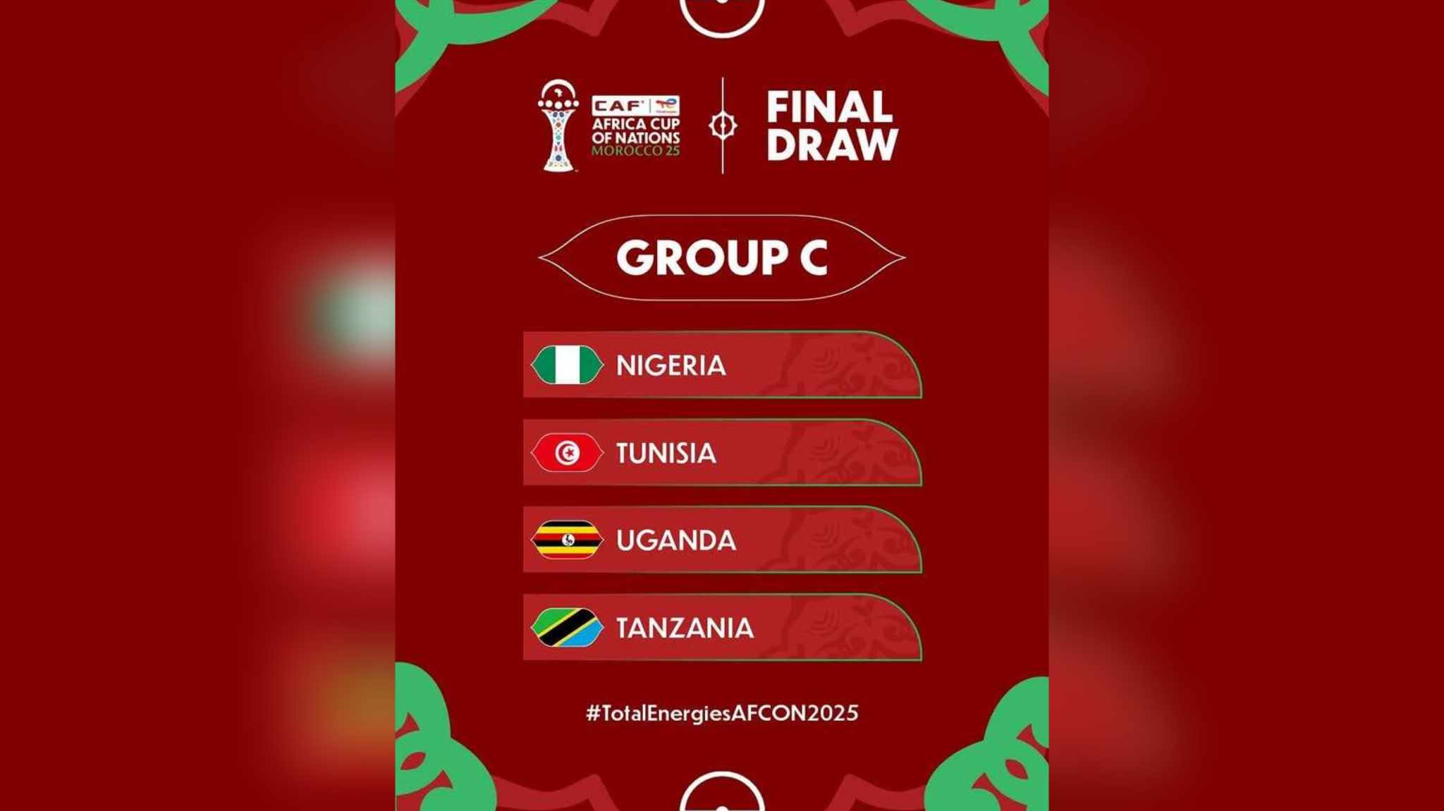    كأس افريقيا للأمم 2025.. تونس تصطدم بنيجيريا في المجموعة الثالثة 