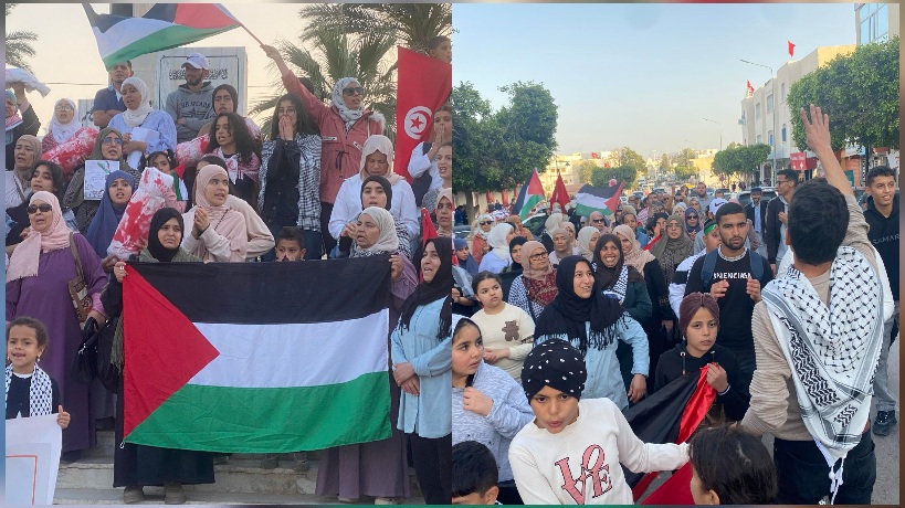 مدنين.. وقفة احتجاجية ومسيرة للتنديد بجر.ائم الكيا.ن الصهيو..ني في فلسط.ين المحتلة 