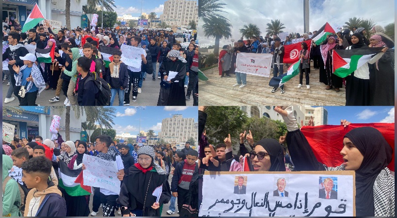 مدنين.. وقفة مساندة تلتها مسيرة للتنديد بالأعمال الإجرامية للعدو الصهيو..ني