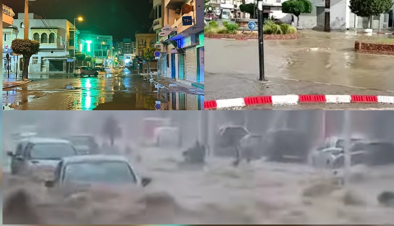  أمطار غزيرة وسيول تغمر شوارع مدينة قليبية