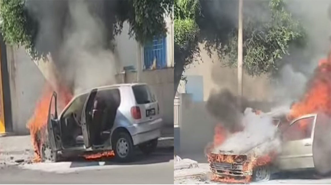 القيروان.. احتراق سيارة بالكامل وسط المدينة رغم تدخل المواطنين والحماية المدنية