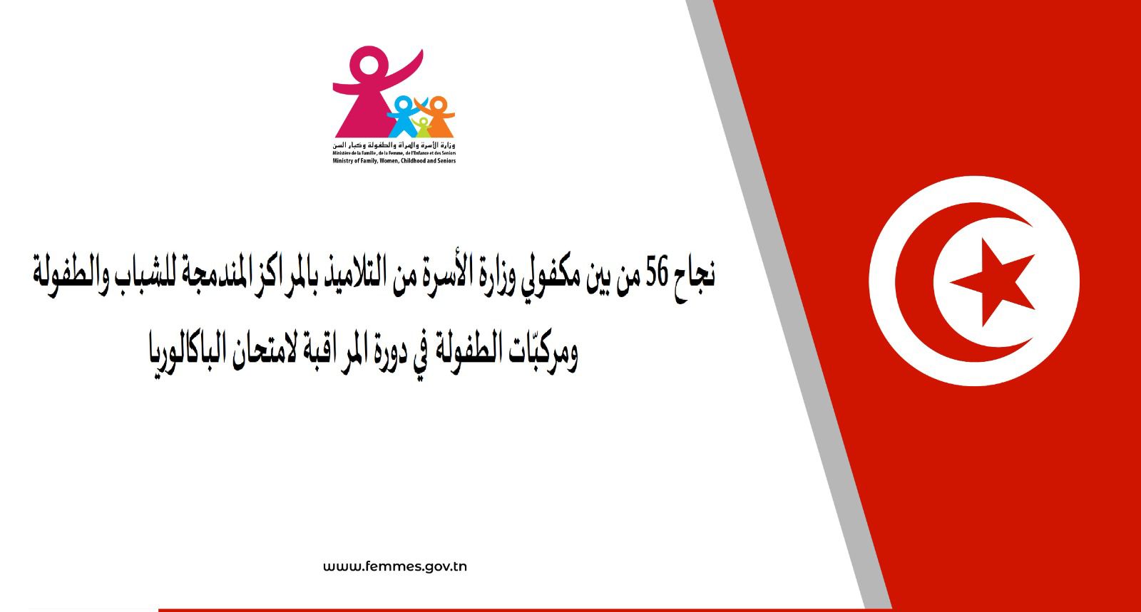  دورة المراقبة للباكالوريا.. وزارة الأسرة تعلن عن نجاح 56 من بين مكفوليها من التلاميذ 