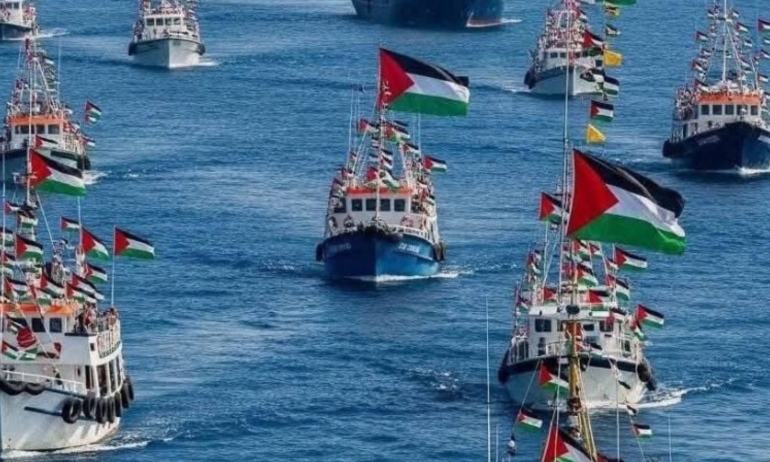 قبل ساعات من وصوله.. أسطول الصمود يدخل منطقة عالية الخطورة 