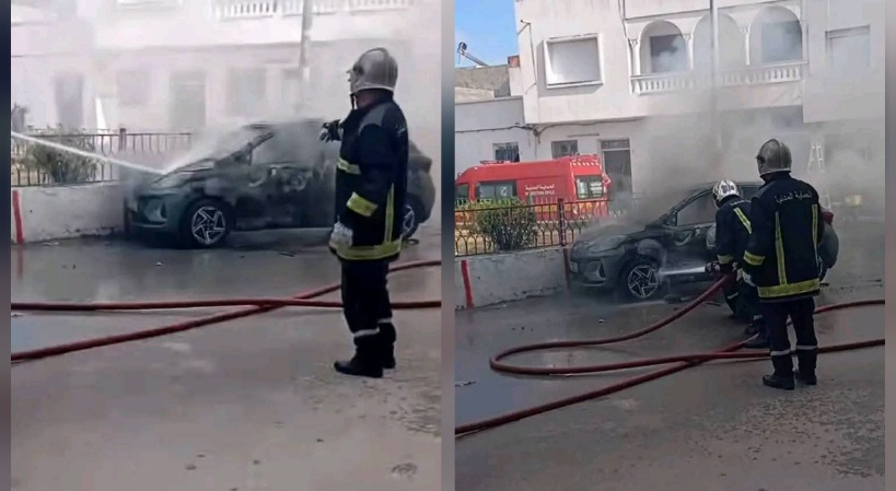  قليبية.. احتراق سيارة بالكامل