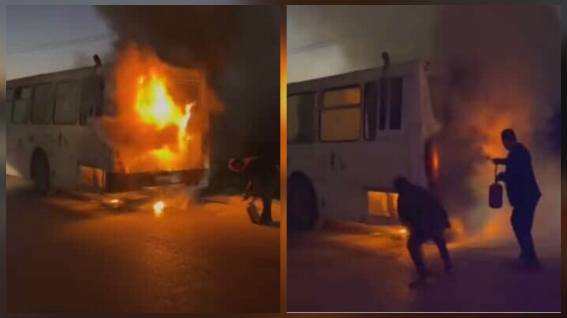 القلعة الصغرى.. حريق بمحرك حافلة نقل مدرسي