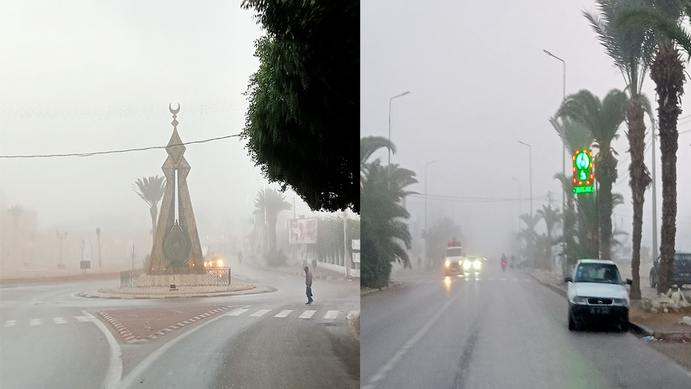 القيروان تتلألأ بالضباب في صباح شتوي هادئ
