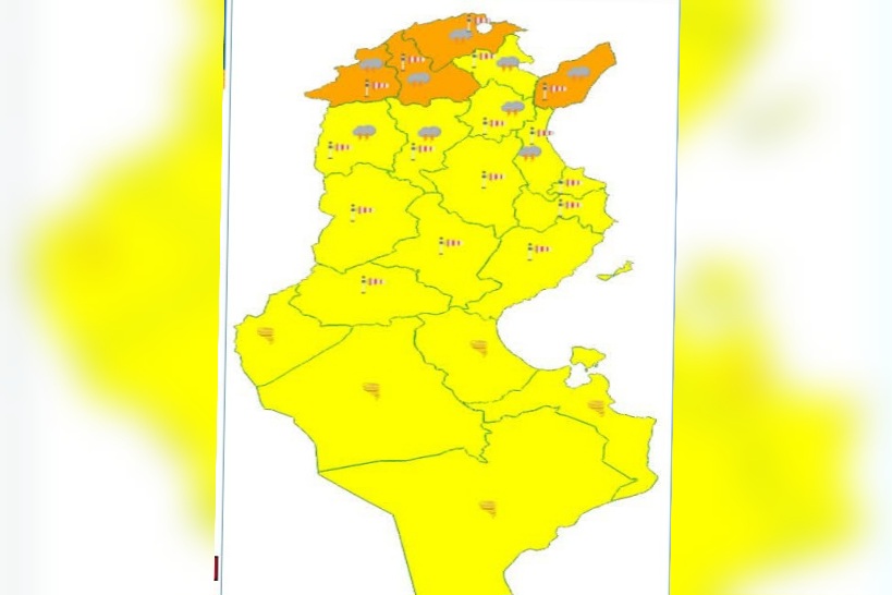  خارطة اليقظة تضم درجة إنذار كبيرة تهم 4 ولايات.. آخر اليوم رياح قوية جدا وأمطار