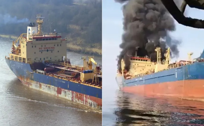 ضربة إيرانية تشعل ناقلة وتغرقها قرب مضيق هرمز
