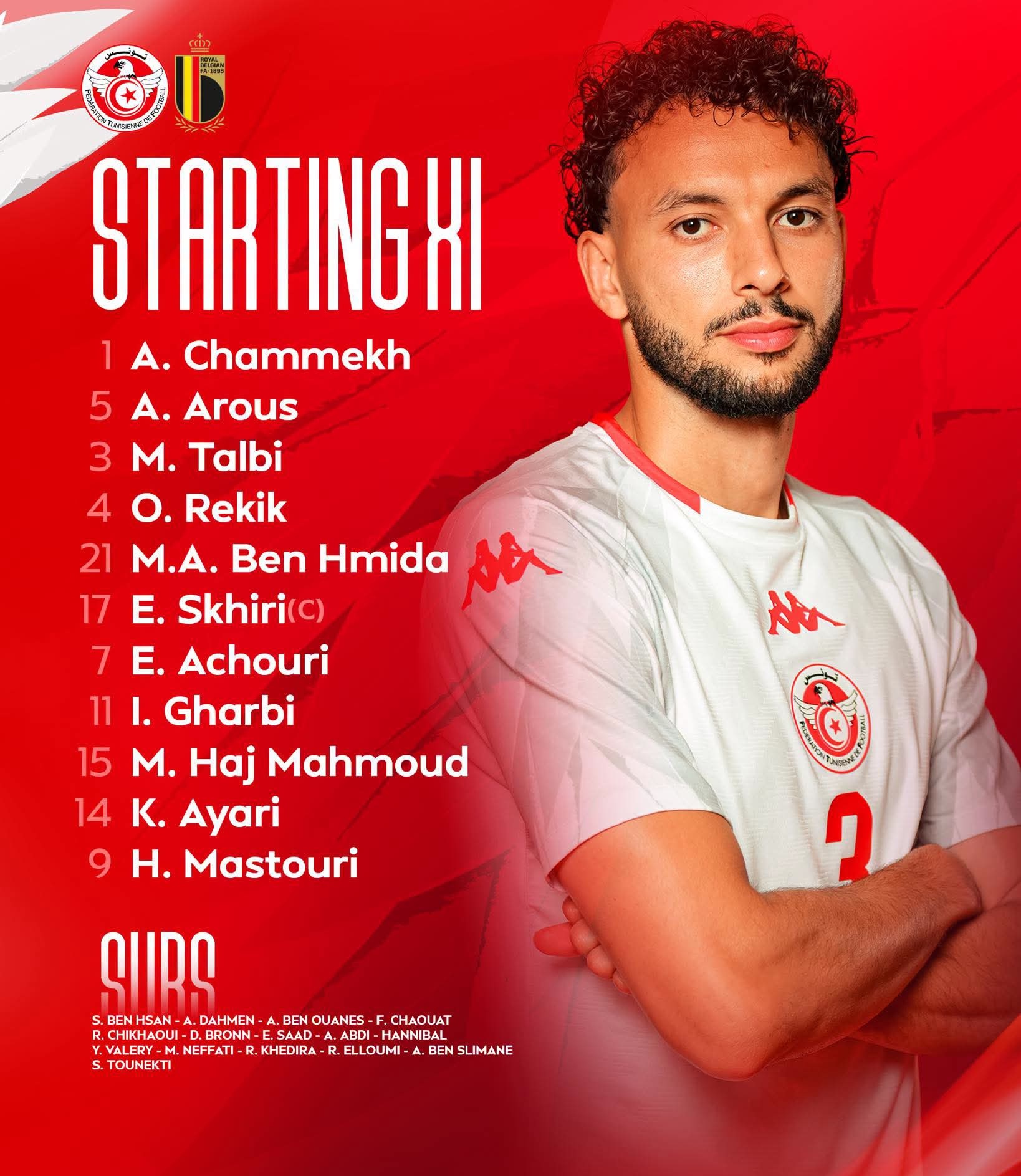 تشكيلة المنتخب الوطني أمام بلجيكيا 